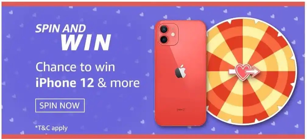 Amazon Rose Day Special Quiz Answer spin and win chance to win iPhone 12 and more (07 February 2021)