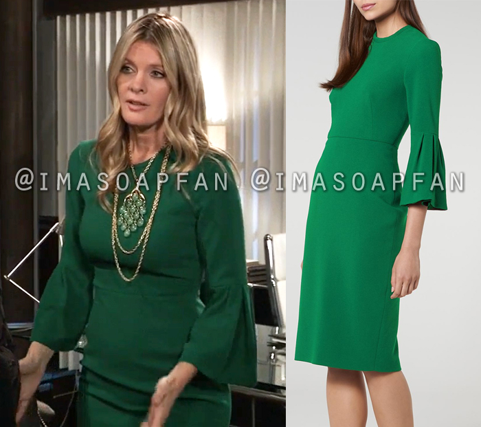 Nina Reeves, Michelle Stafford, Emerald Green Bell Sleeve Dress, General Hospital, GH