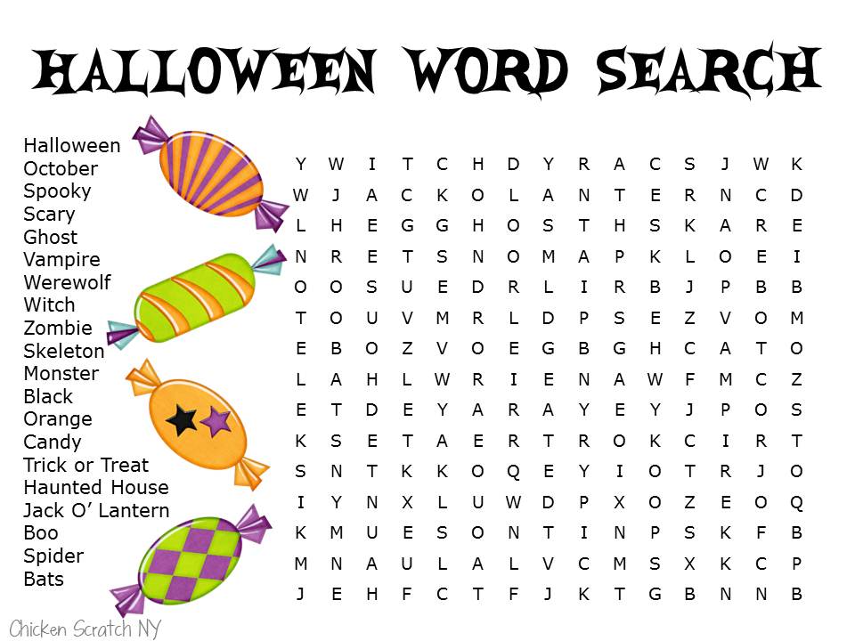 6 medium halloween word searches