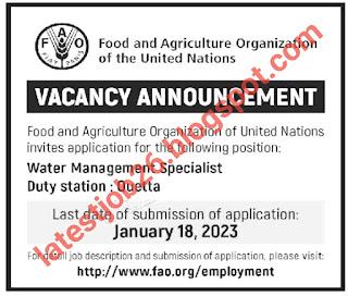 Food And Agriculture Organization Of The United Nations 2023 Jobs 2022 Advertisement