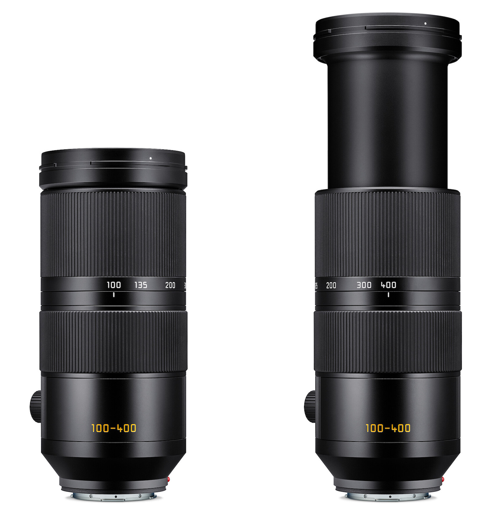 Объектив Leica Vario-Elmar-SL 100-400mm f/5-6.3 с выдвинутым и задвинутым тубусом зума