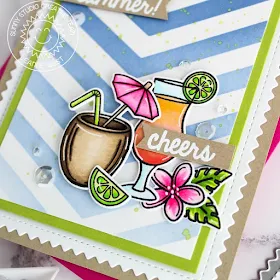 Sunny Studio Stamps: Tropical Paradise Summer Drink Card by Leanne West featuring Frilly Frames Chevron Dies