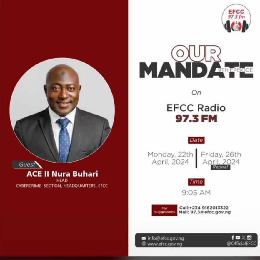 Title: Join the conversation with the head of Cybercrime Headquarters Abuja EFCC; ACE II Nura Buhari  on EFCC Radio 97.3 FM