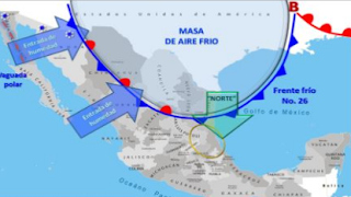 Frente Frío No. 26 llega a Tamaulipas y norte de Veracruz