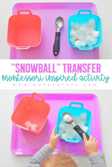 "Snowball" Spoon Transfer Work A Montessori Inspired Activity for Winter