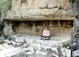 Tessa tested out a cliff recess at Walnut Canyon that was probably used by the Sinagua people for storage.