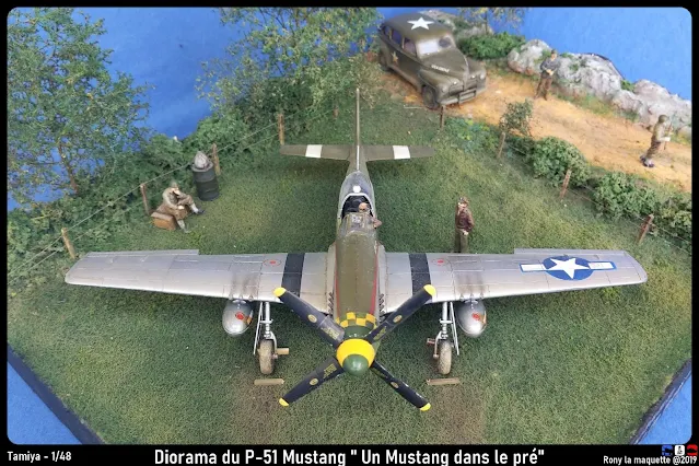 Diorama P-51D Mustang et Ford Sedan de Tamiya au 1/48.