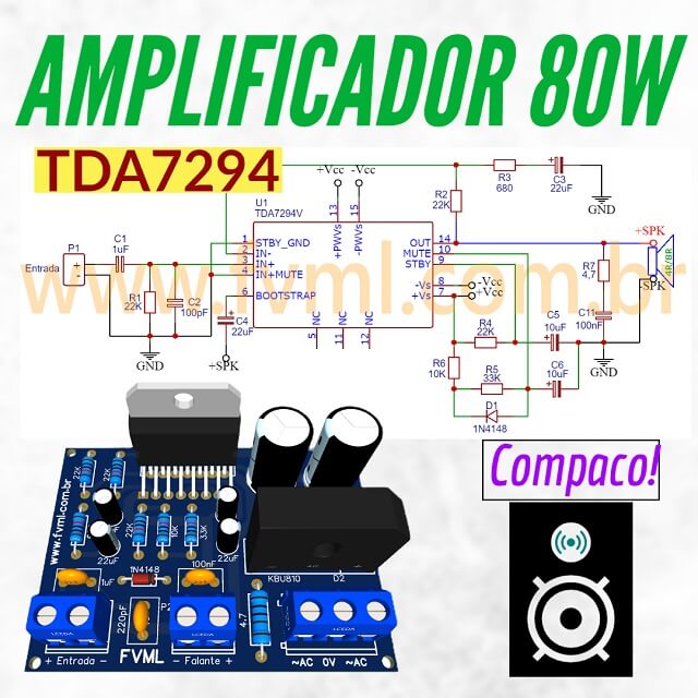 Amplificador-de-Som-Compacto-80W-com-TDA7294+PCI - fvml