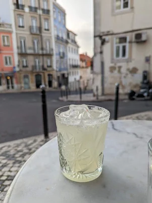 Margarita in a cut crystal glass in Lisbon in February