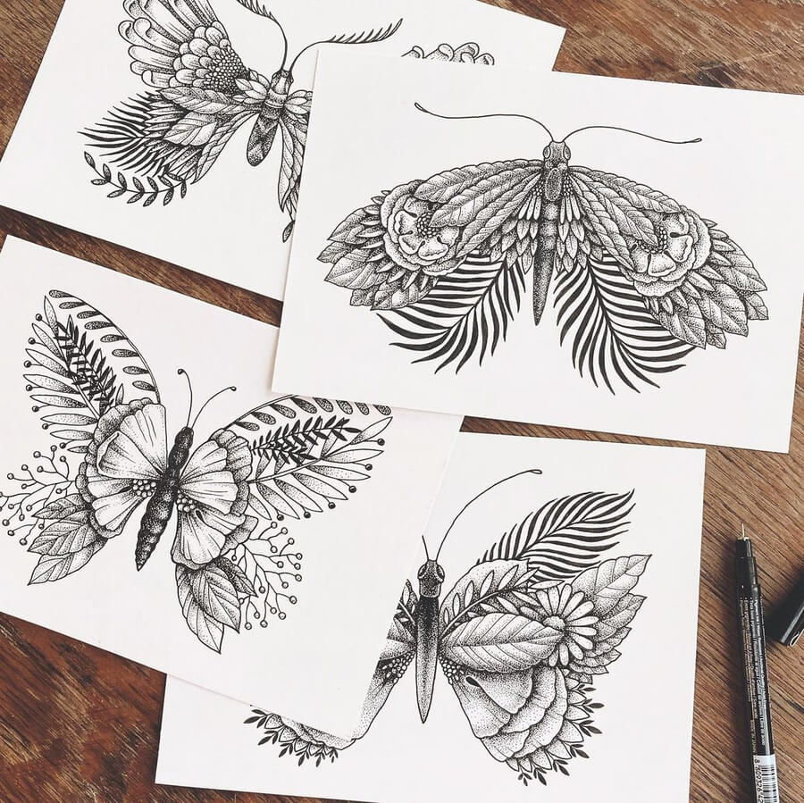 01-Butterflies-and-moths-Ink-DrawingsvAnna-Kocova-www-designstack-co