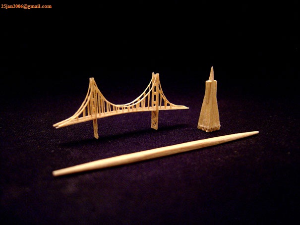 Tiny Sculptures Made From A Single Toothpick 3