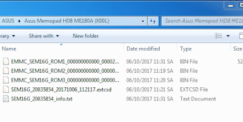 file dump Asus Memo Pad HD 8-K00L(ME180A) change eMMC OK