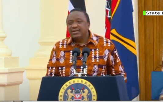 President Uhuru Kenyatta at statehouse Nairobi