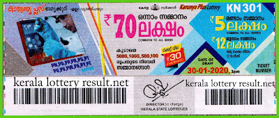 Kerala Lottery Result 30-01-2020 Karunya Plus KN-301 (keralalotteryresult.net)