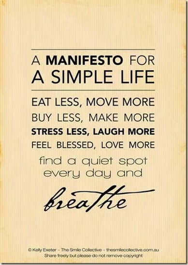 Simple life manifesto