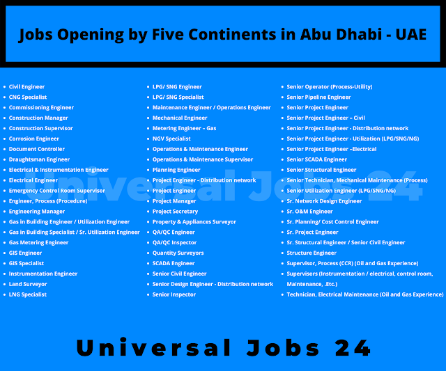 Jobs Opening by Five Continents in Abu Dhabi - UAE