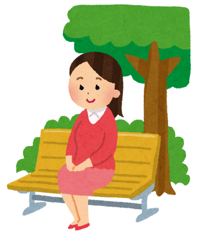 公園のベンチに座っている女性のイラスト かわいいフリー素材集 いらすとや