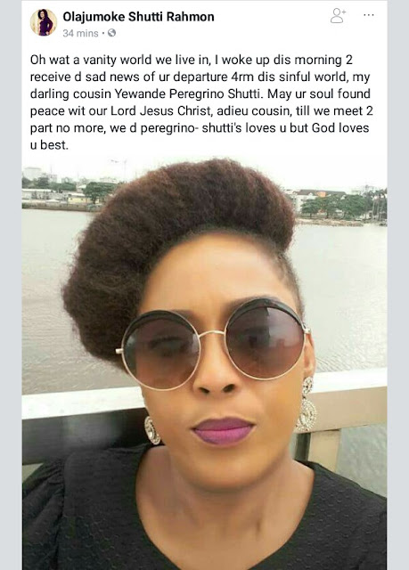 Sad!?Lagos based make-up artist, Yewande Peregrino of Beyond Faces has died!