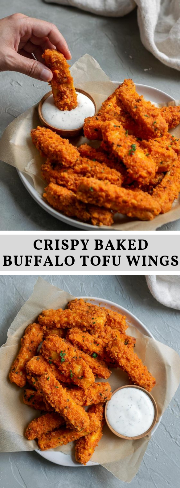 CRISPY BAKED BUFFALO TOFU WINGS #vegetarian #appetizer