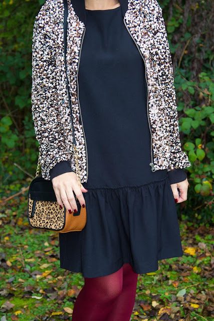 bomber - sequins - robe - noire