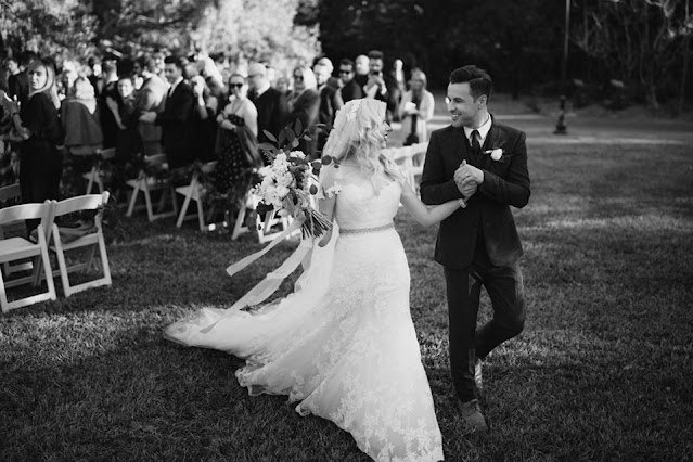 bride and groom black and white