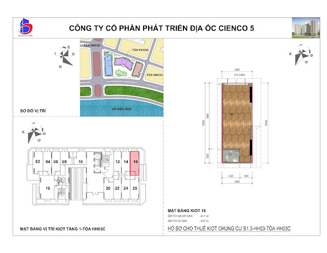 Mặt Bằng Kiot 16 chung cư B1.3 HH03c Thanh hà