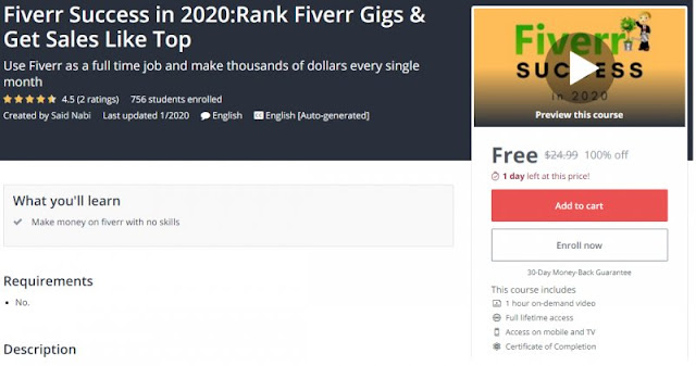 [100% Off] Fiverr Success in 2020:Rank Fiverr Gigs & Get Sales Like Top| Worth 24,99$