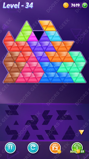 Block! Triangle Puzzle 12 Mania Level 34 Solution, Cheats, Walkthrough for Android, iPhone, iPad and iPod