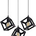 LazyHomez Square Shape Cube Hanging Pendant Ceiling Lamp Light for Home Decor (Black, Pack of 3, No Bulbs Included,Metal)