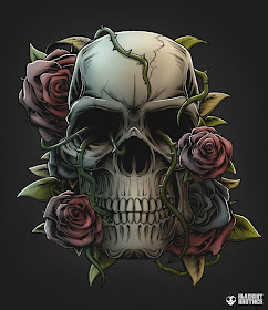 Skull and Roses Tattoo Design