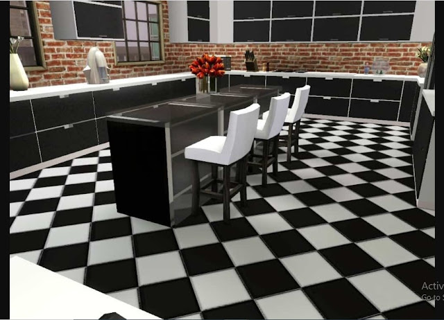 Garage Ceramic Tile with grey black chess pattern in