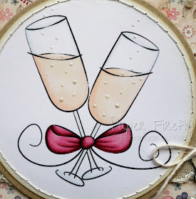 Girly birthday card with champagne glasses
