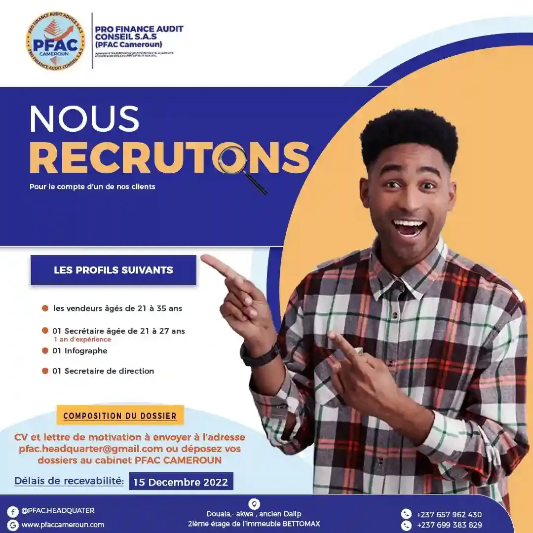 Avis de recrutement: Plusieurs postes vacants - PFAC Cameroun