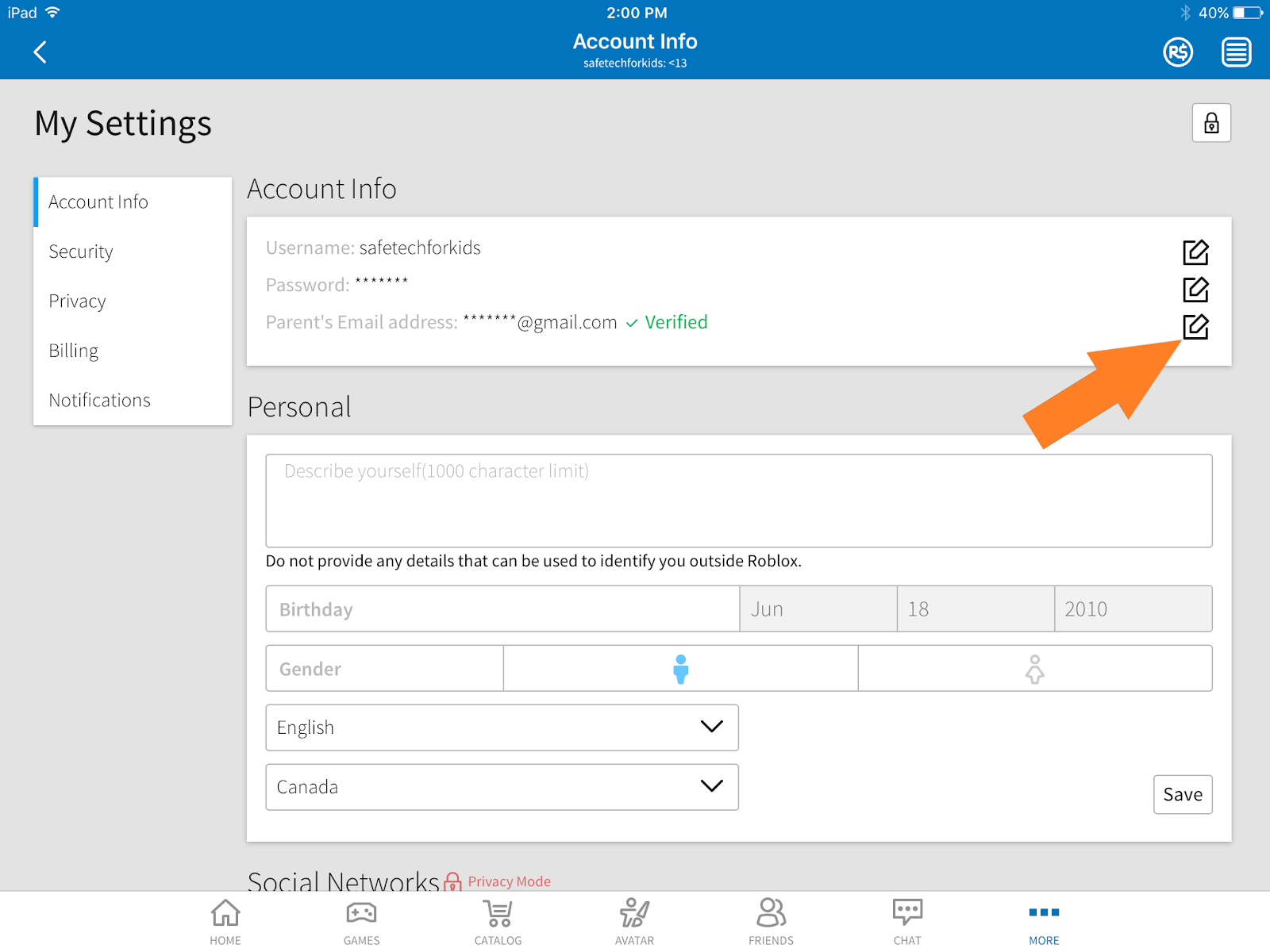 Safe Tech For Kids How To Turn Off Online Communication In Roblox - enter in your email address and the current password !   for the roblox account and click on the add email button i already have!    an email assigned to my