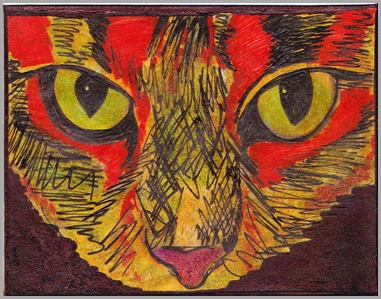 aceo abstract cat eyes