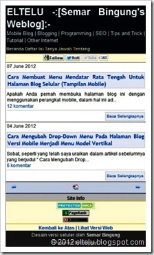 Tampilan Halaman Blog Seluler (Mobile Blog)