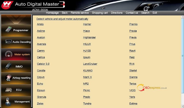 Yanhua Digimaster3  OBP Mileage List for Toyota  3