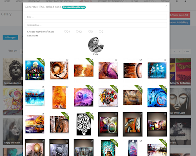  Take advantage of free widget of your own Art Gallery and be able to post it to other blogs or websites by copy and pasting html embed code