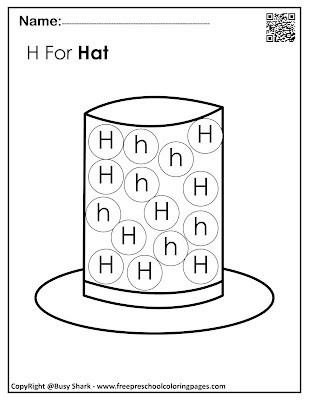 Letter H dot markers free preschool coloring pages ,learn alphabet ABC for toddlers