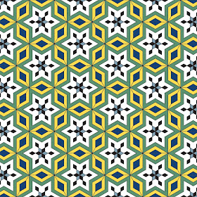 geometric islamic art in blue and white