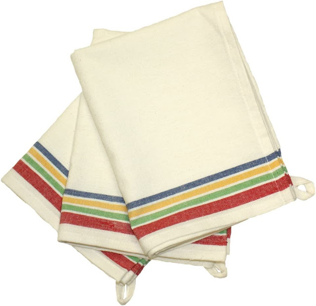 Aunt Martha's 18-Inch by 28-Inch Package of 3 Vintage Dish Towels, Multi Striped,