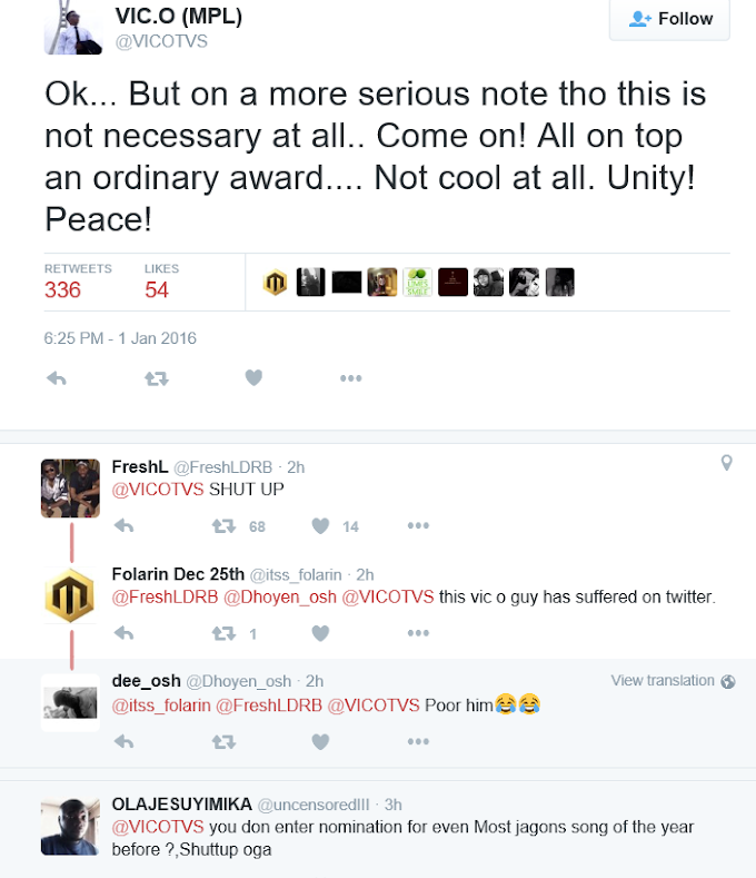 Lol, Vic O tries to broker peace btw the Don Jazzy, Olamide beef, fans come for him