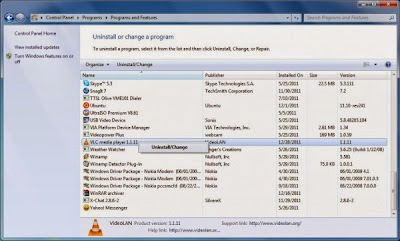 Programs and Features screenshot