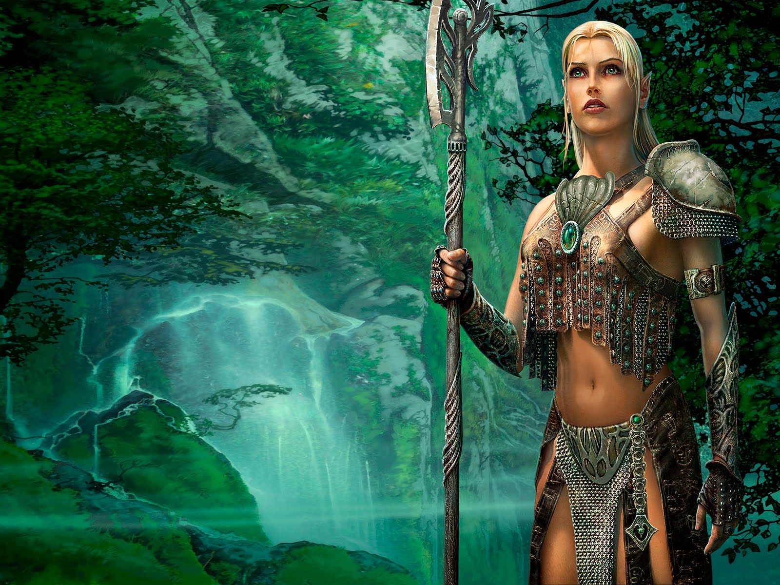 Land Of Fantasy Girls: Elf Warrior In A Green Forest