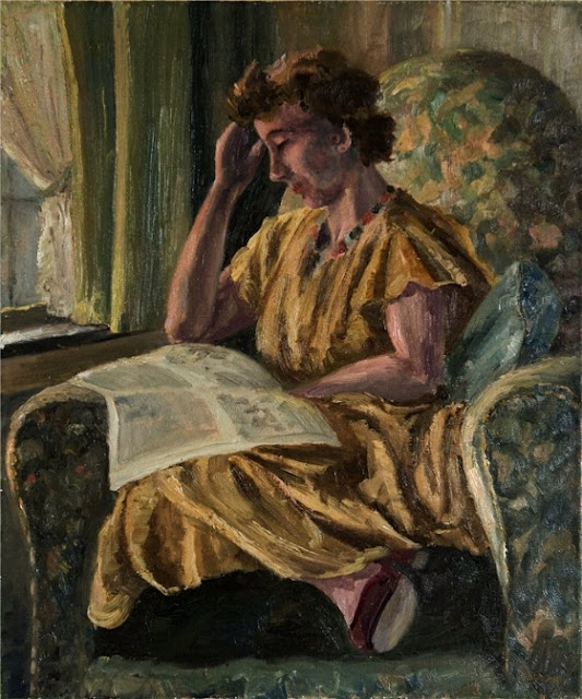 Leo Gestel Интерьер с читающей молодой женщиной