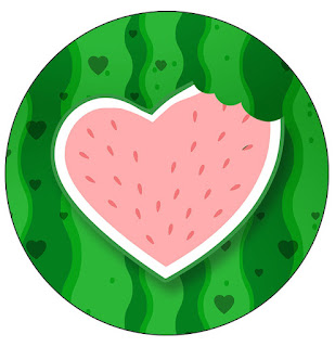 Corazón de Sandía: Toppers para Cupcakes para Descargar Gratis.