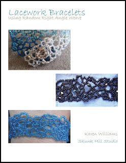 Lacework Bracelet PDF tutorial featuring right angle weave by Karen Williams