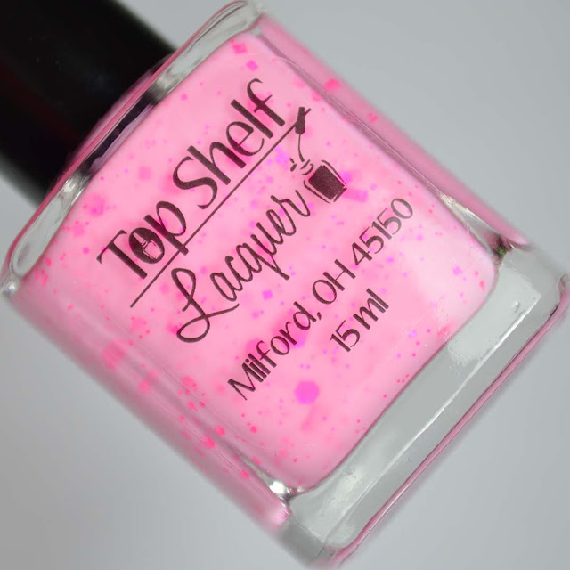 pink nail polish with neon pink glitter