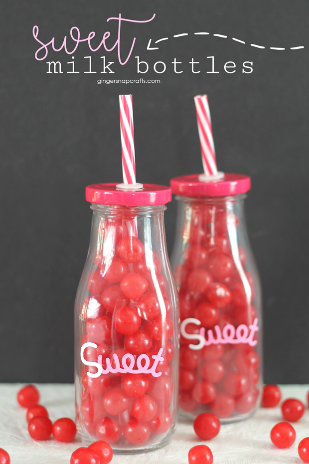 Sweet Milk Bottles at GingerSnapCrafts.com #valentines #cricutmade