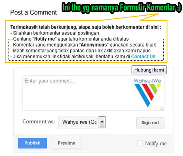 Cara Memberi Link Pada Formulir Komentar Blog